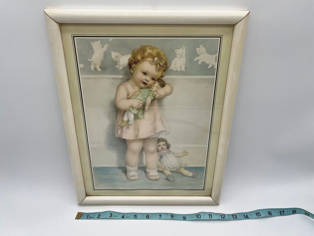 Vintage Love Is Blind by Bessie Pease Gutmann Signed Framed Painting Artwork